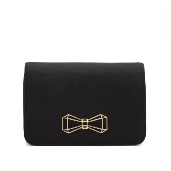 Ted Baker Handbags - Ted Baker Black Gold Geometric Bow Clutch Bag